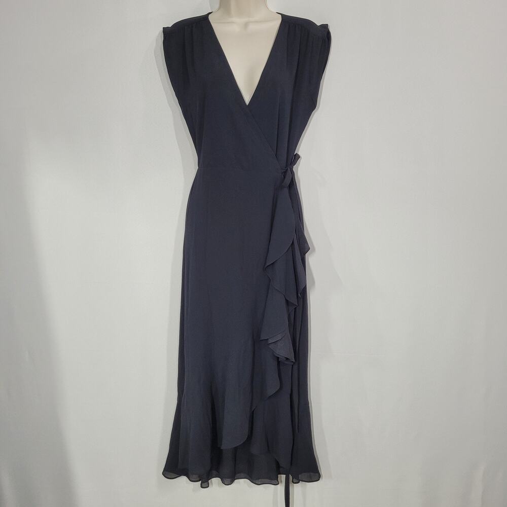 Yumi Kim Black Santorini Midi Sleeveless Ruffle Hem Dress Size S
